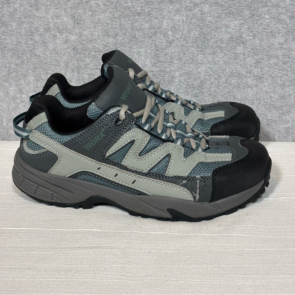 Worx by Red Wing 5108 Carbide Athletic Safety Toe Work Shoes-Gray/Blue-Women 9